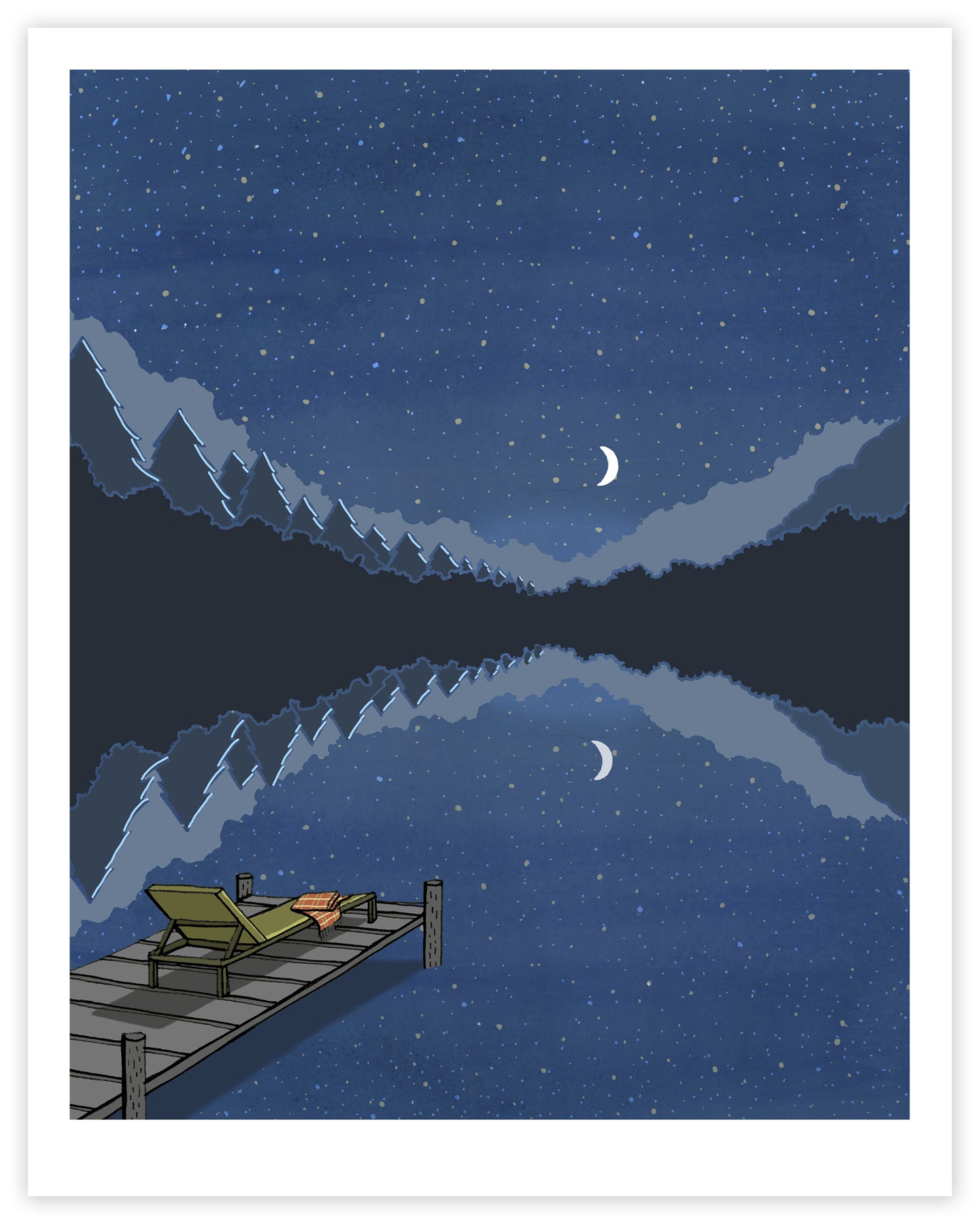 On the Dock under the Star-filled Sky Print