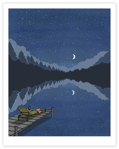 On the Dock under the Star-filled Sky Print