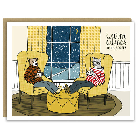 Warm Wishes Dog and Cat Holiday Card — Boxed Set of Ten