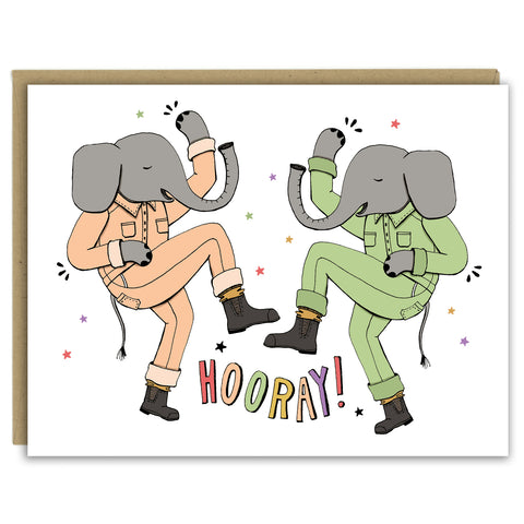 Hooray! Elephants Dance Party Greeting Card
