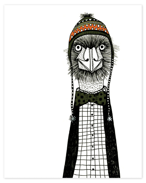 Emu with a Ski Hat Print