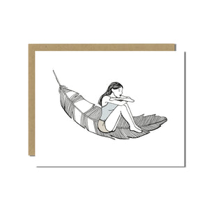 Woman on a Feather Greeting Card