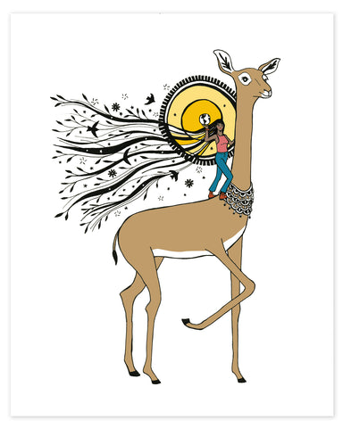 Mighty Woman and Gerenuk Antelope print