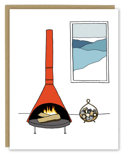 MCM Fireplace Greeting Card