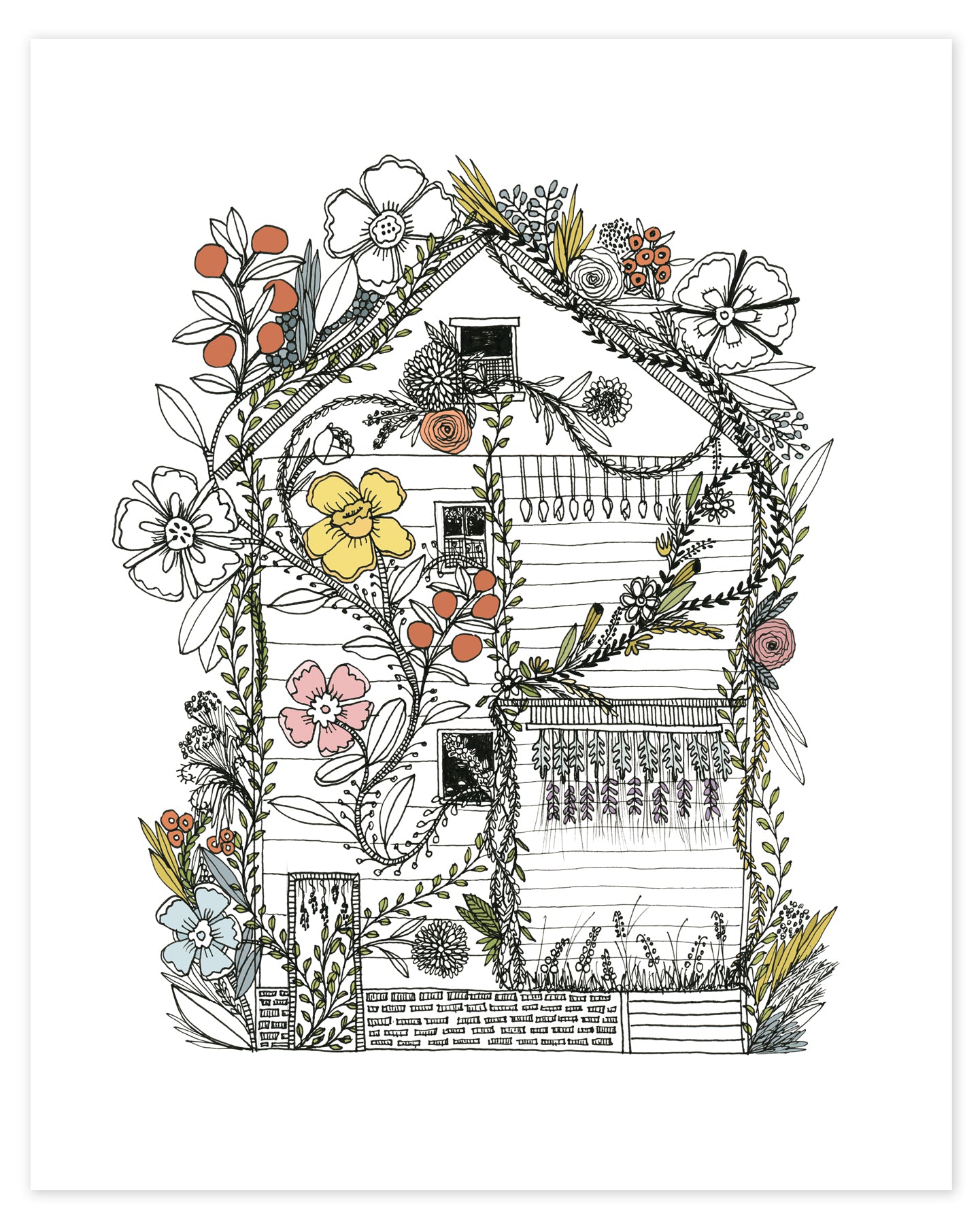 Flower House Detroit Print