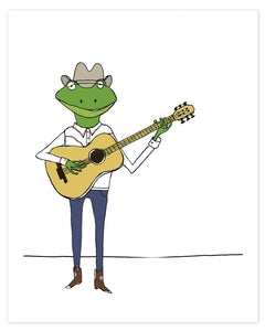 Frog Cowboy Playing the Guitar Print
