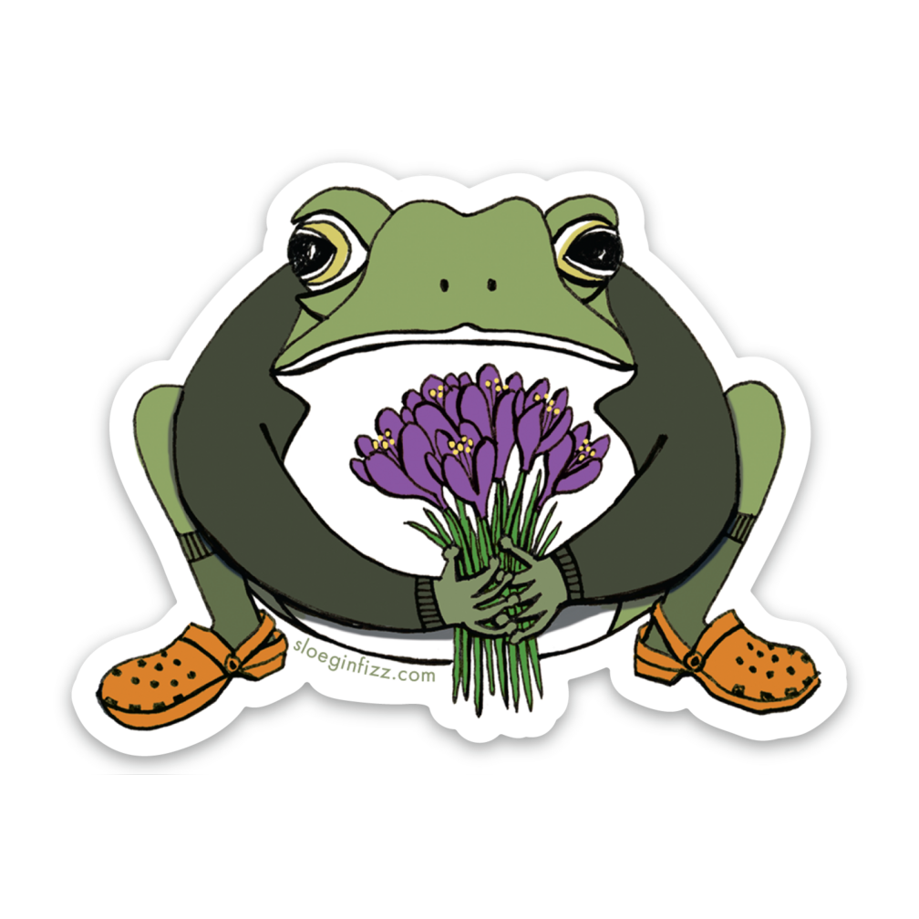 Croak-us! Toad with Crocus Vinyl Sticker