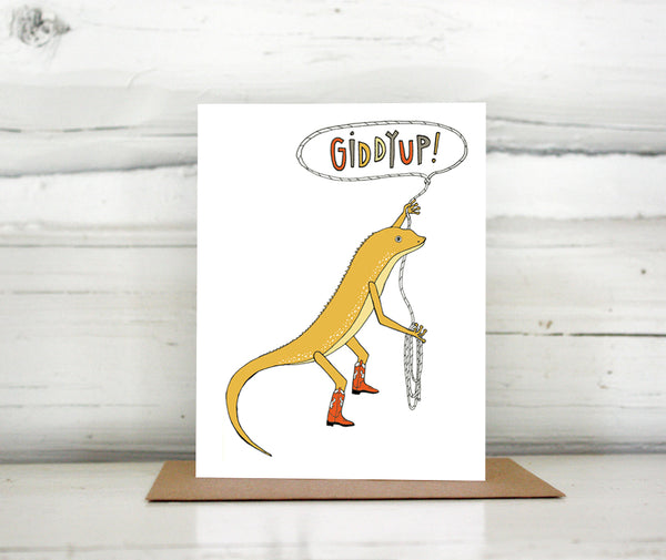 Giddyup Lizard Greeting Card