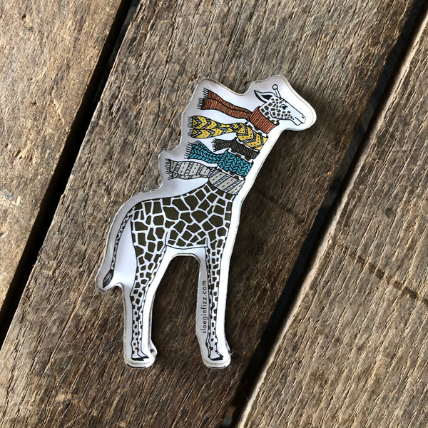 Giraffe with Scarves Refrigerator Magnet