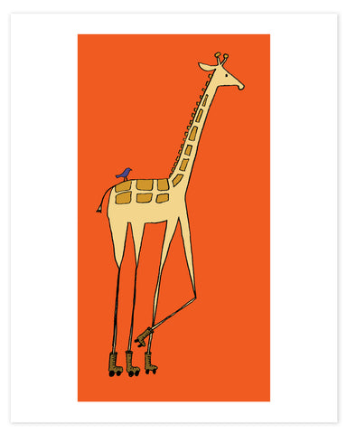 Giraffe on Roller Skates Print