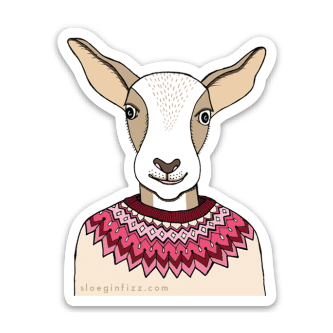 Goat in a Fair Isle Sweater Vinyl Sticker