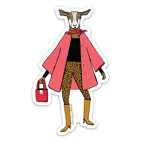 Goat in Leopard Print Pants Vinyl Sticker
