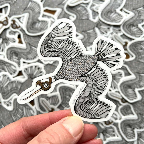 Diving Bird in Goggles Vinyl Sticker