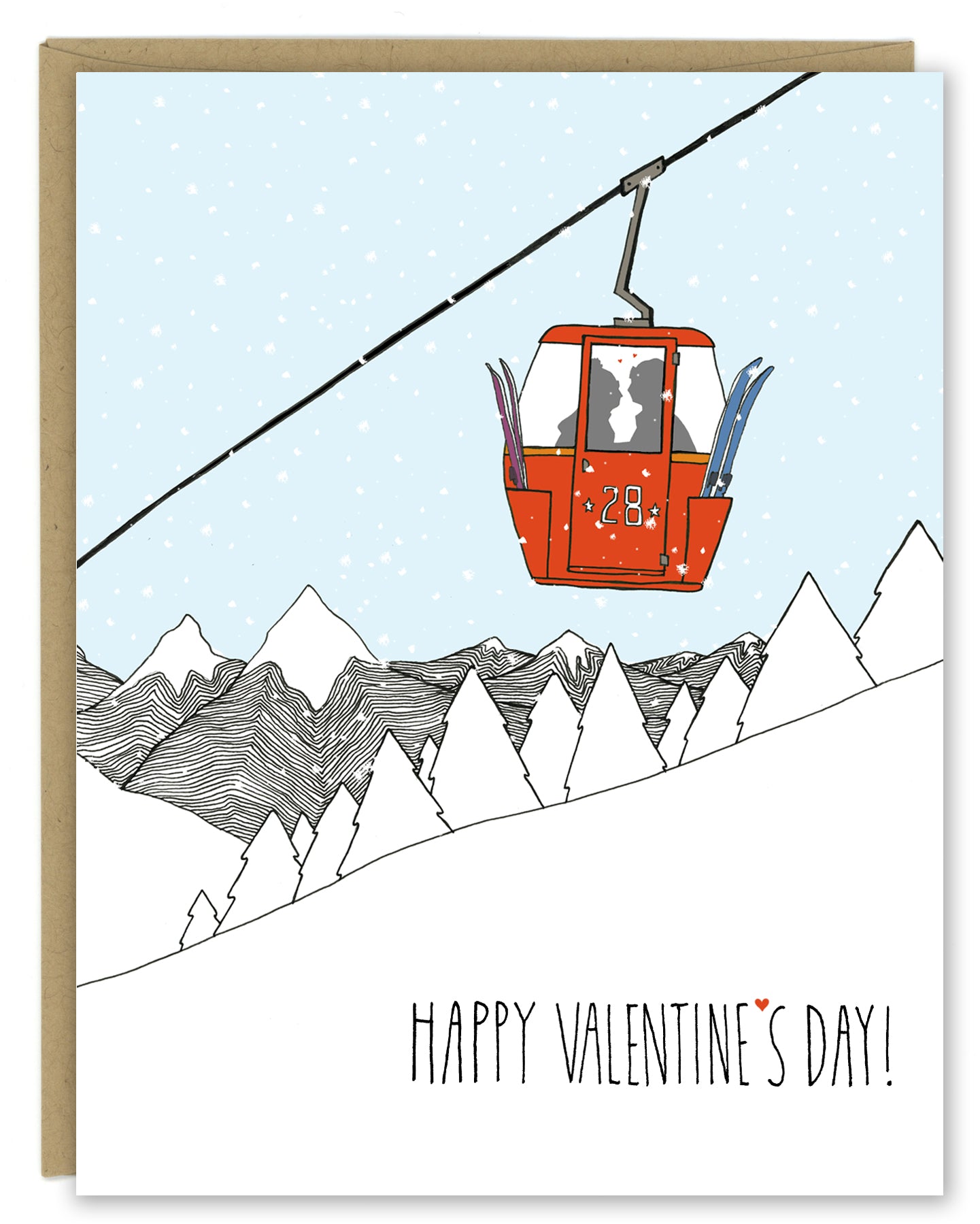 Gondola Chairlift Valentine Greeting Card