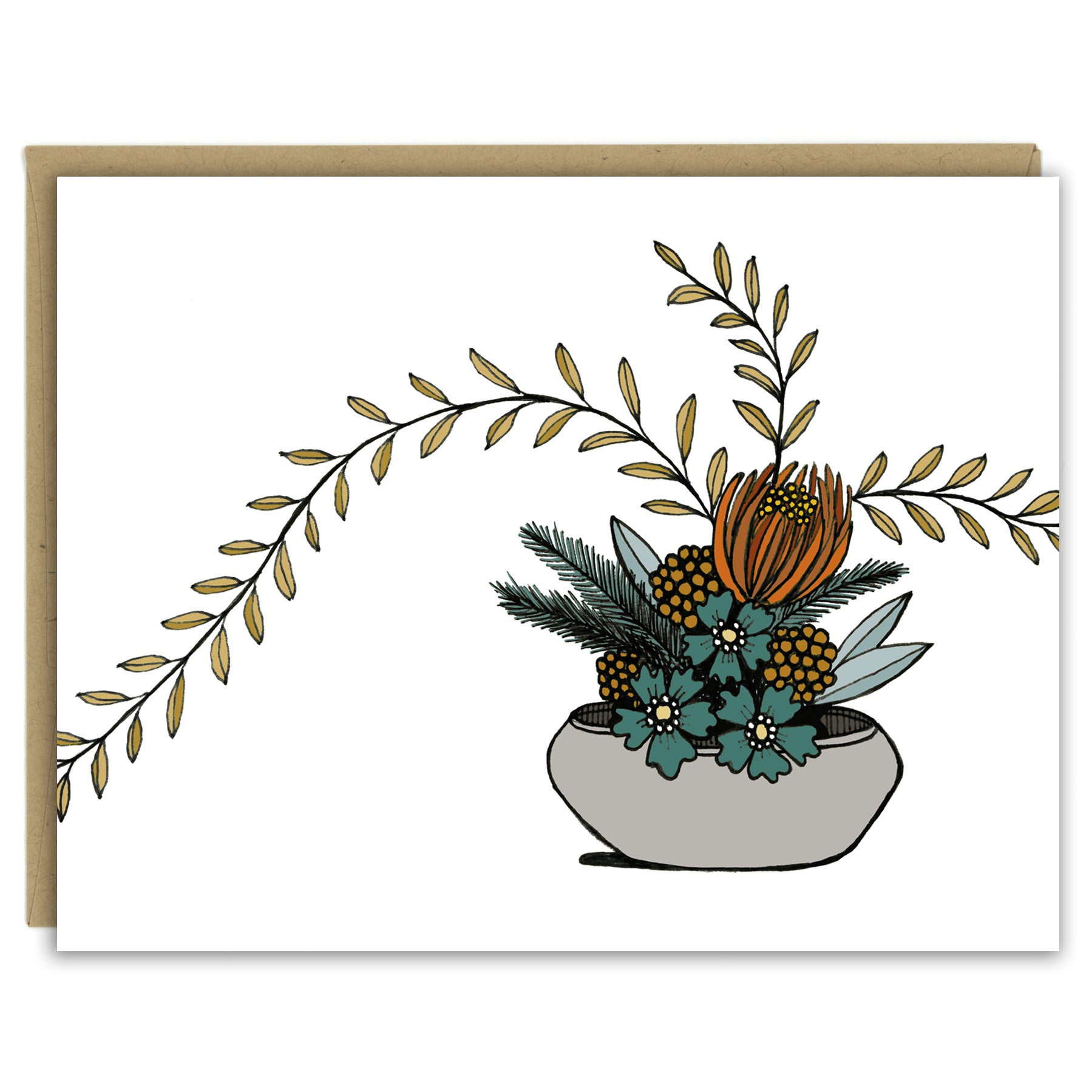 Ikebana Flower Arrangement Greeting Card