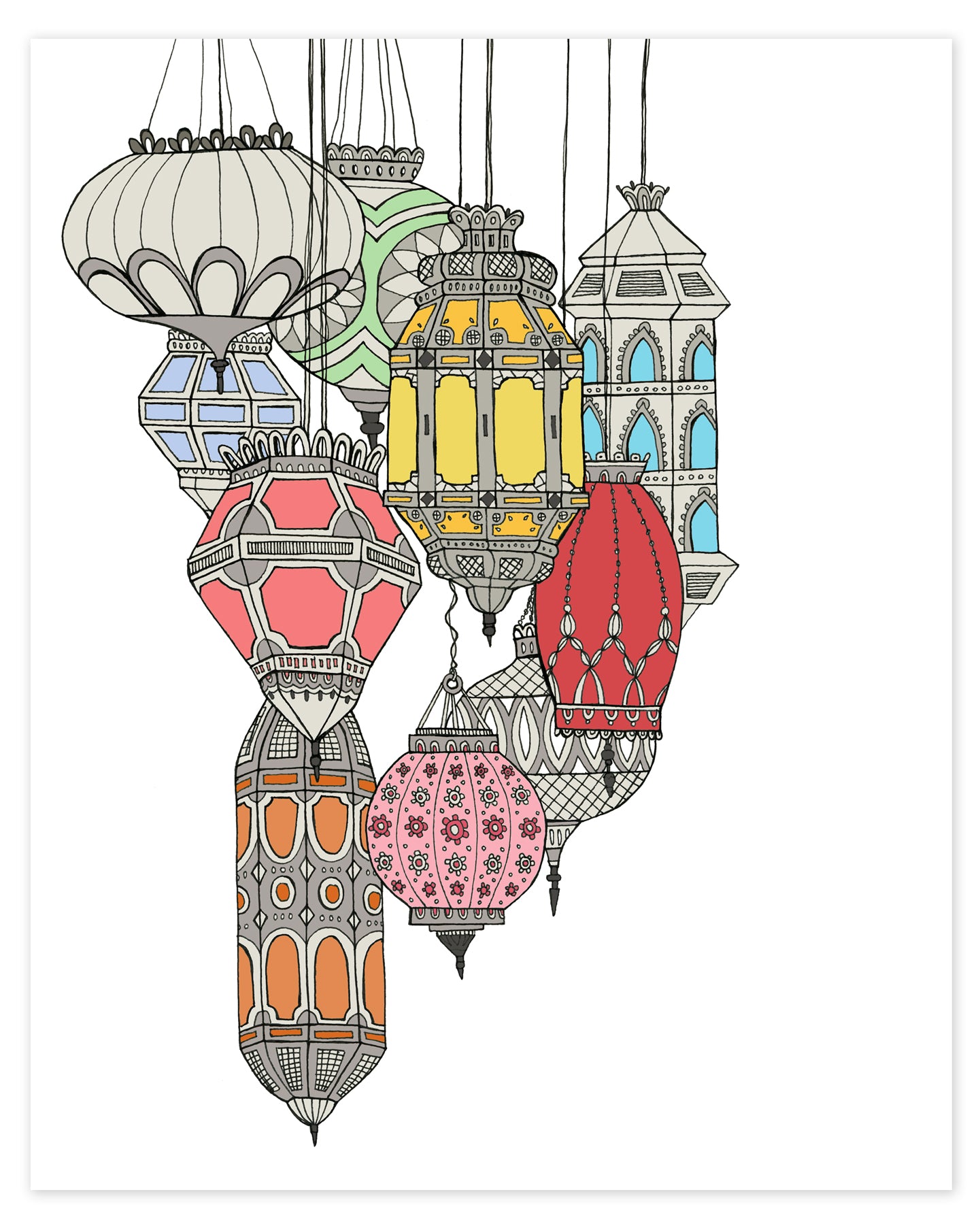 Colorful Moroccan Lanterns Print