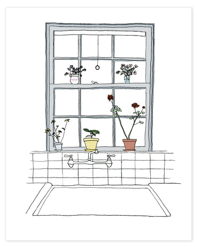 Plants on the Kitchen Window Sill print