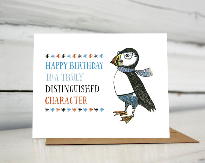 Distinguished Puffin Birthday Greeting Card – Sloe Gin Fizz - Main Image