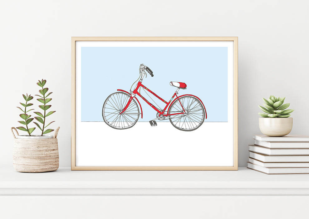 vintage red schwinn bicycle Red Schwinn Bicycle Print 5x7