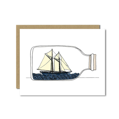 Ship in a Bottle Greeting Card