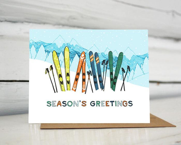 Skiing Holiday Card — Single Card