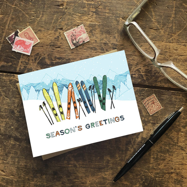 Skiing Holiday Card — Single Card