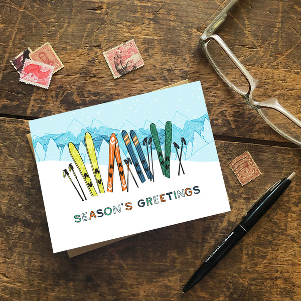 Skiing Holiday Card  — Boxed Set of Ten