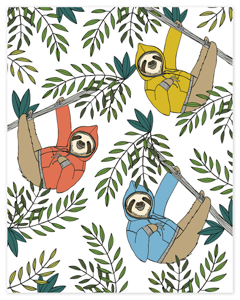 Sloths Hang Out in Hoodies Print