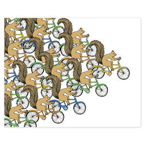Squirrels on Bicycles Print