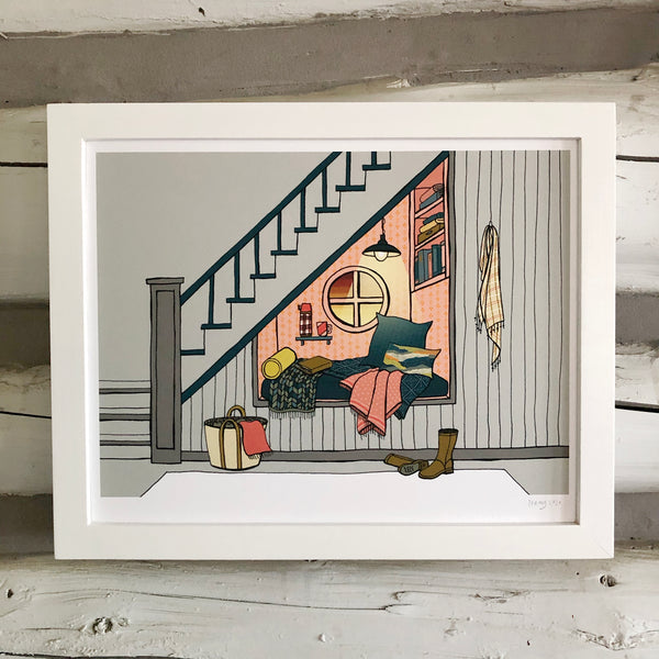 Reading Nook Under the Staircase Print