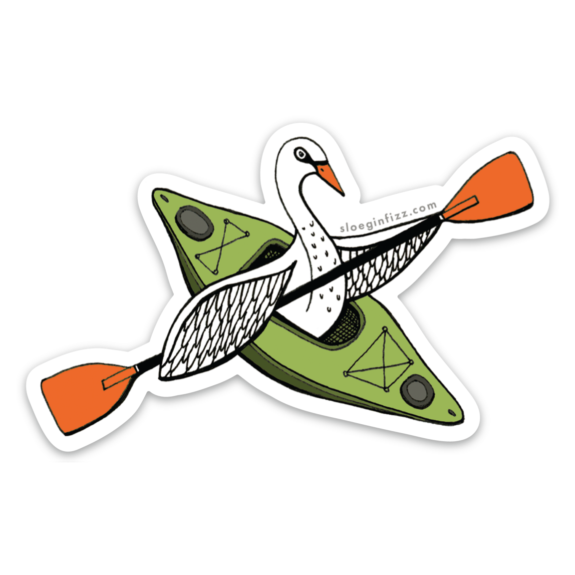 Swan in a Kayak Vinyl Sticker