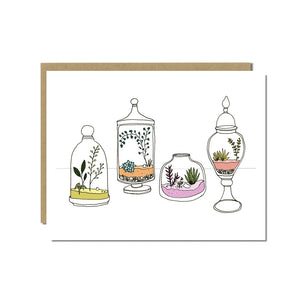 terrarium plants drawing Terrariums Greeting Card – Sloe Gin Fizz