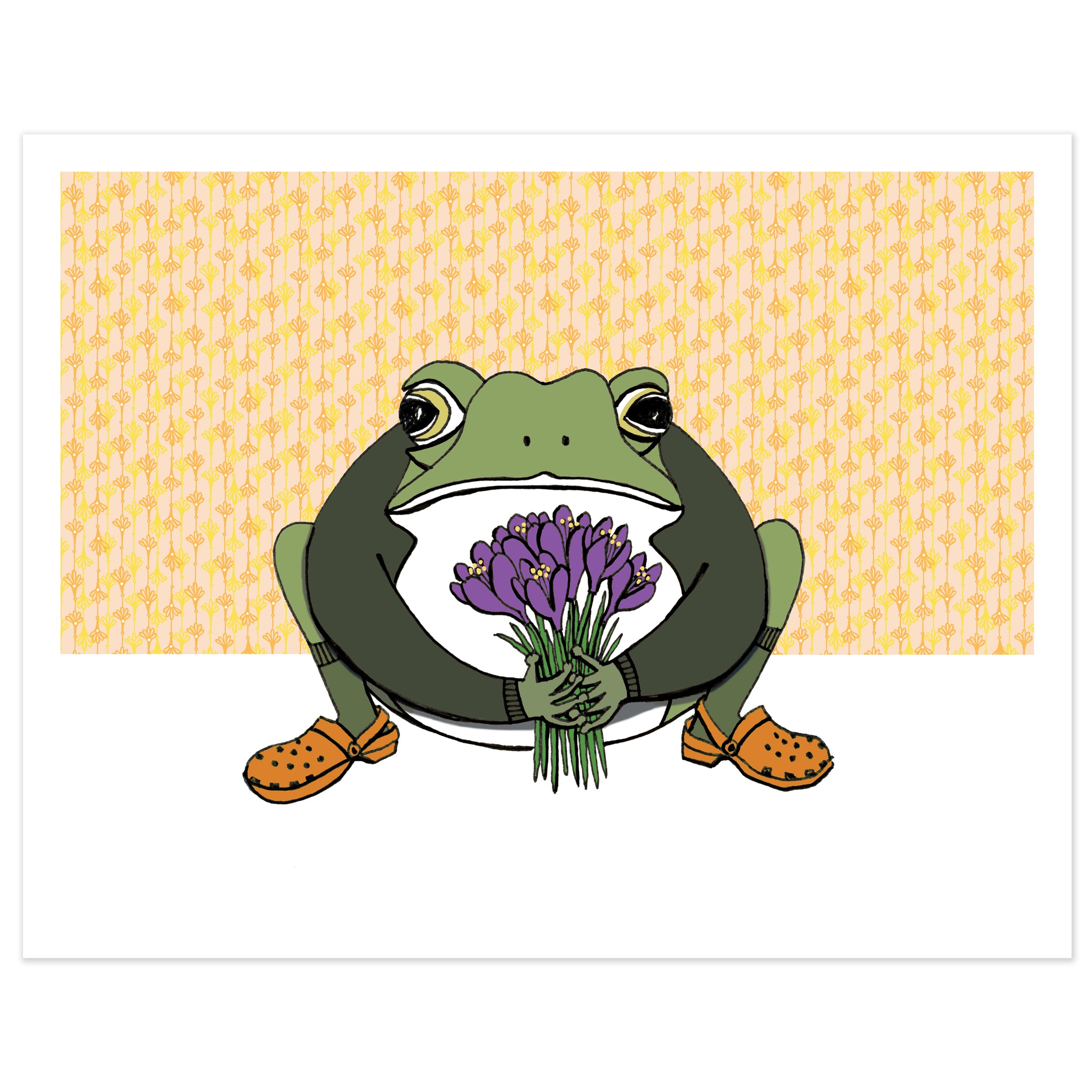 Croak-us: Toad with Crocuses Print