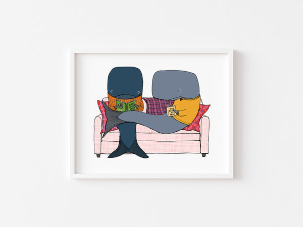 Whale Pod: Two Whales on the Couch Print