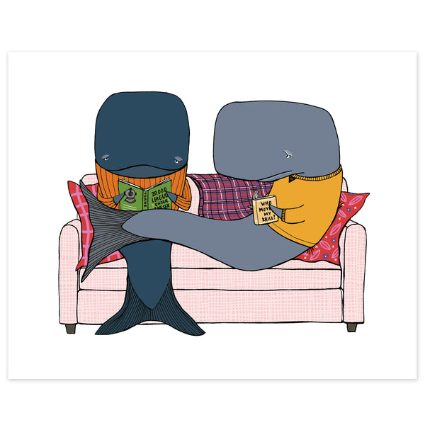 Whale Pod: Two Whales on the Couch Print