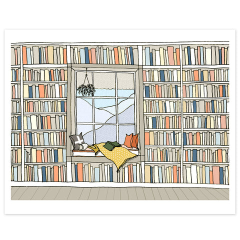 A Window Seat Library Print